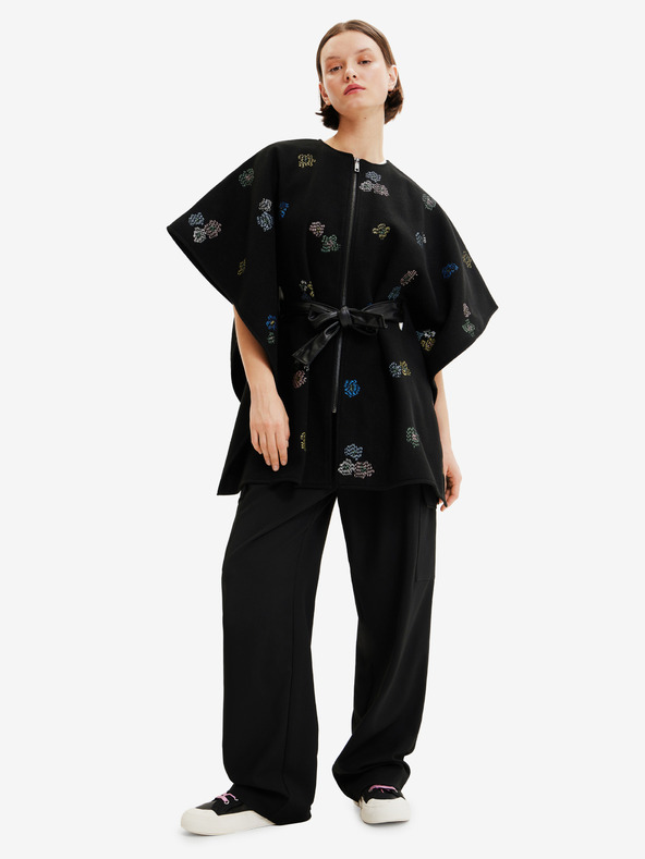 Desigual Černé dámské vzorované pončo Desigual  Threadflor Milan