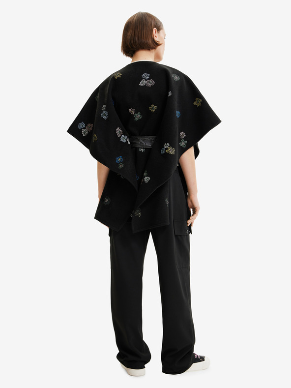 Desigual Černé dámské vzorované pončo Desigual  Threadflor Milan