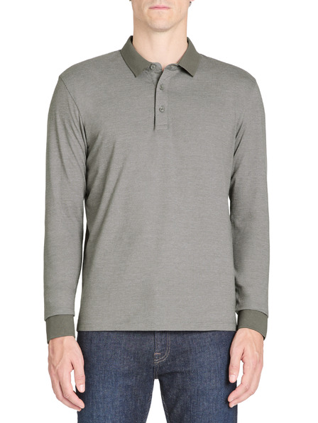 Celio Šedé pánské polo tričko s dlouhým rukávem Celio Janime
