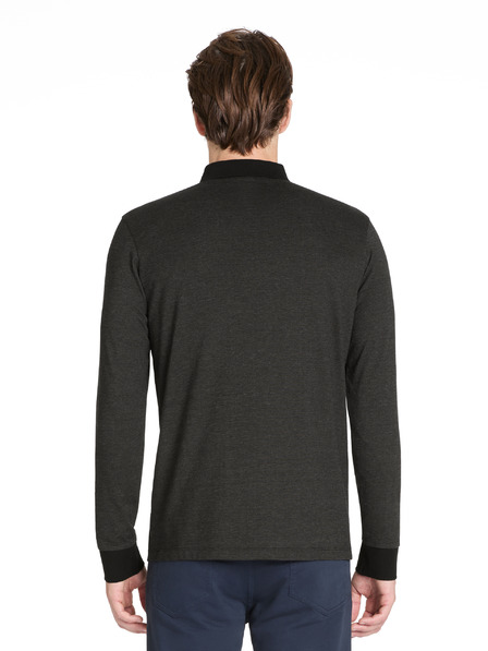 Celio Černé pánské polo tričko s dlouhým rukávem Celio Jeshintano
