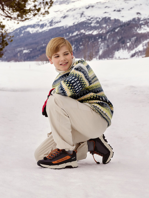 Geox Tmavě šedé chlapecké tenisky Geox Flexyper Plus Boy