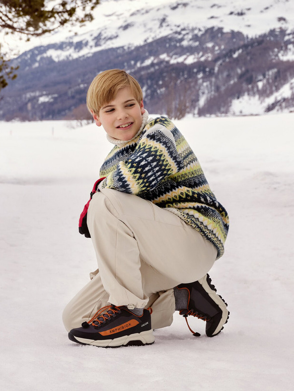 Geox Tmavě šedé chlapecké tenisky Geox Flexyper Plus Boy