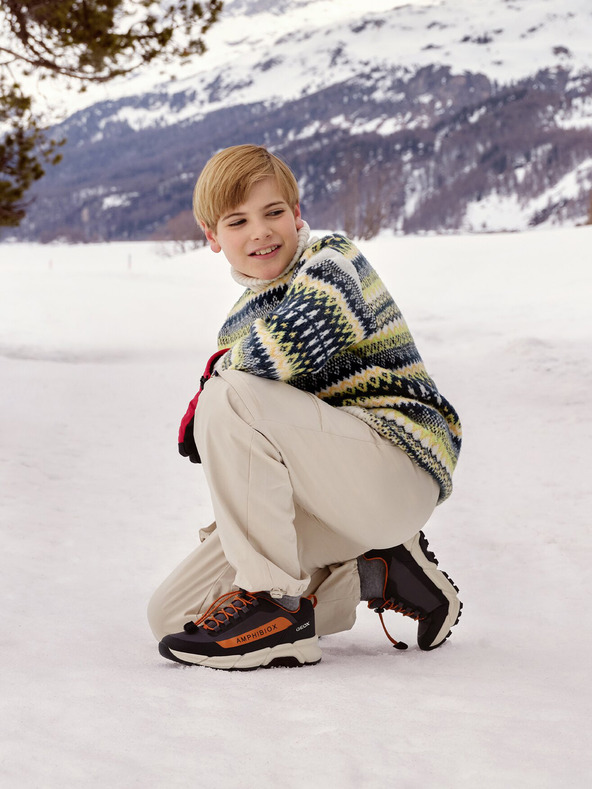 Geox Tmavě šedé chlapecké tenisky Geox Flexyper Plus Boy