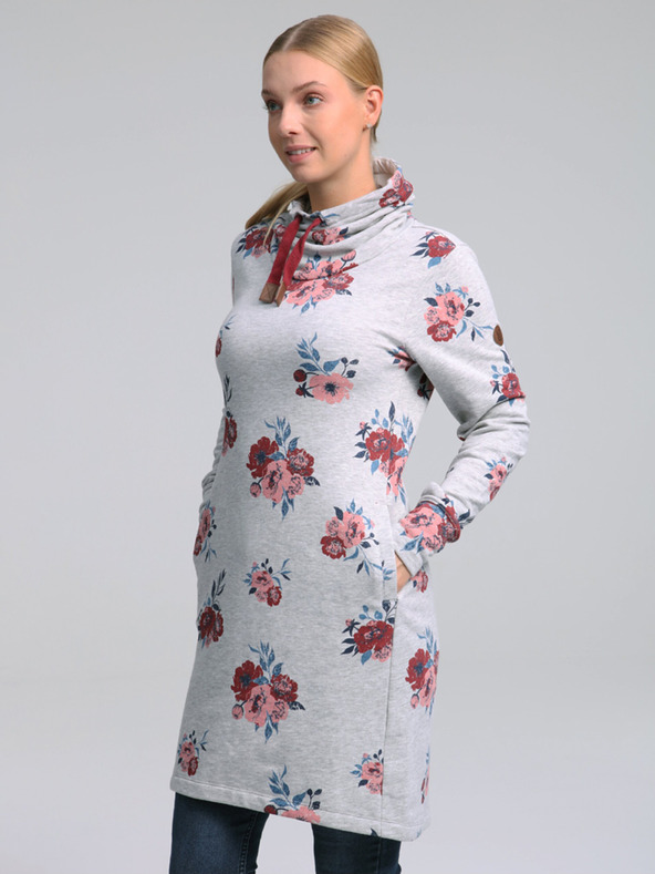 Loap Světle šedé dámské květované šaty LOAP Ebuna