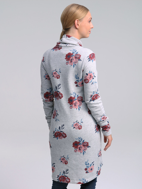 Loap Světle šedé dámské květované šaty LOAP Ebuna