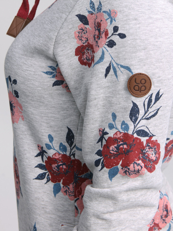 Loap Světle šedé dámské květované šaty LOAP Ebuna