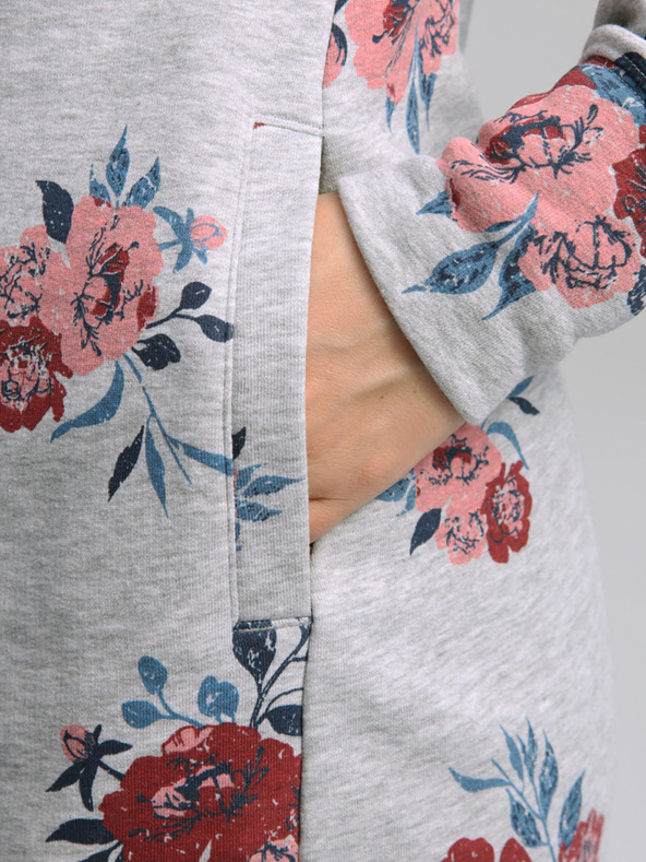 Loap Světle šedé dámské květované šaty LOAP Ebuna