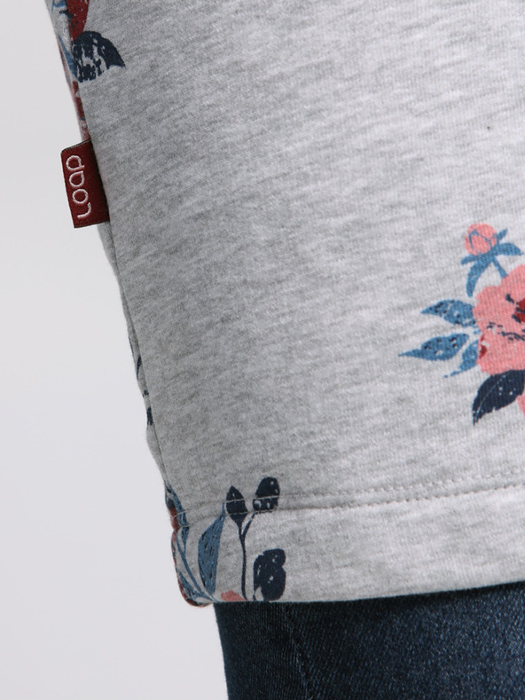 Loap Světle šedé dámské květované šaty LOAP Ebuna