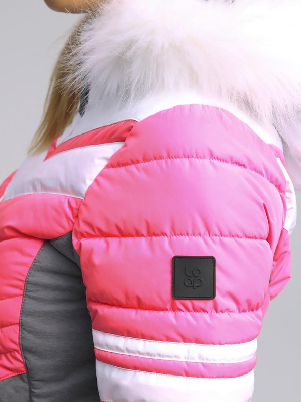 Loap Šedo-růžová dámská lyžařská bunda LOAP ORINNA