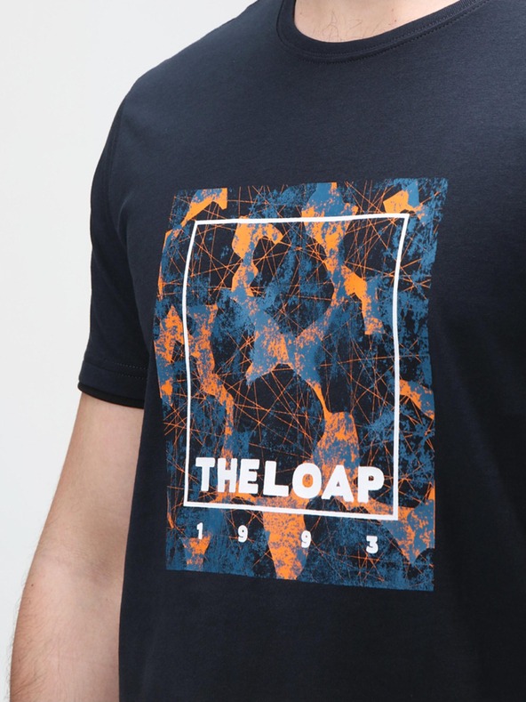 Loap Tmavě modré pánské tričko s potiskem LOAP BOHOUS