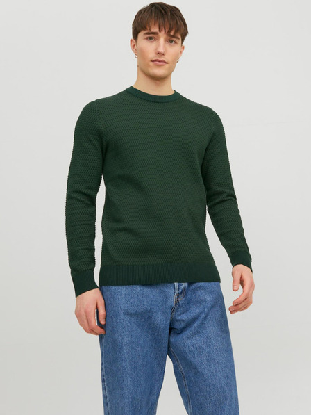 Jack & Jones Tmavě zelený pánský vzorovaný svetr Jack & Jones Atlas