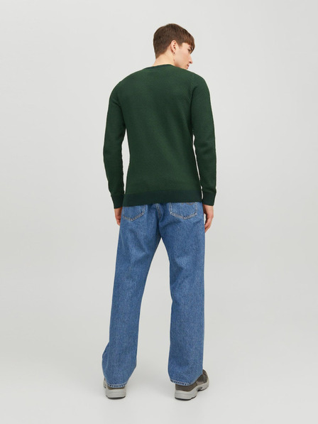 Jack & Jones Tmavě zelený pánský vzorovaný svetr Jack & Jones Atlas