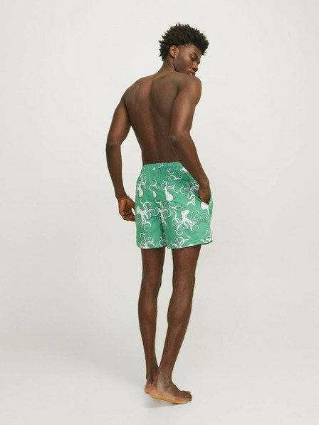 Jack & Jones Zelené pánské vzorované plavky Jack & Jones Fiji