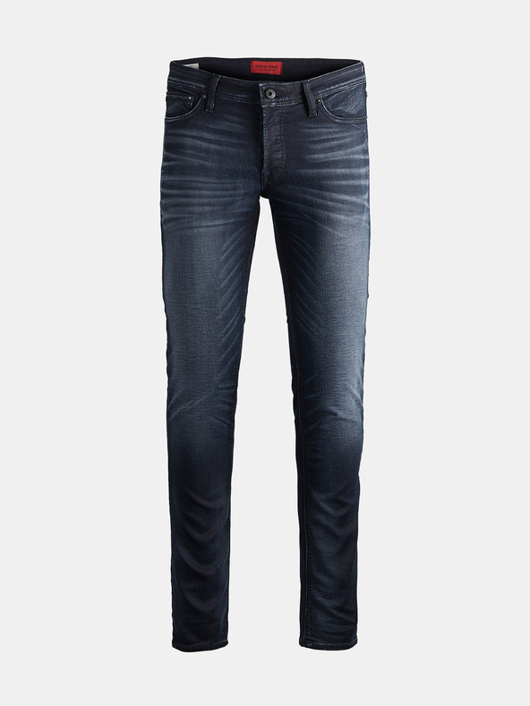 Jack & Jones Tmavě modré slim fit džíny s vyšisovaným efektem Jack & Jones Glenn