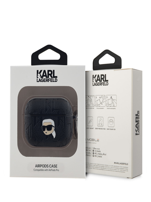 Karl Lagerfeld Karl Lagerfeld PU Embossed Karl Head Pouzdro pro AirPods Pro Black