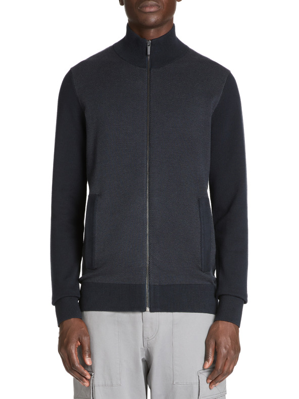 Celio Tmavě modrý pánský kardigan na zip Celio Jusnow slim