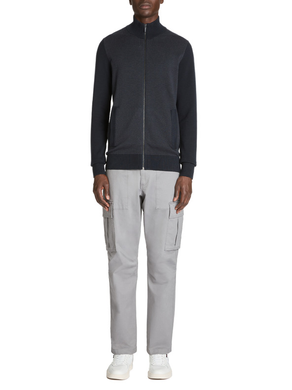 Celio Tmavě modrý pánský kardigan na zip Celio Jusnow slim
