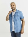 Celio Modrá pánská džínová košile s kapsami Celio