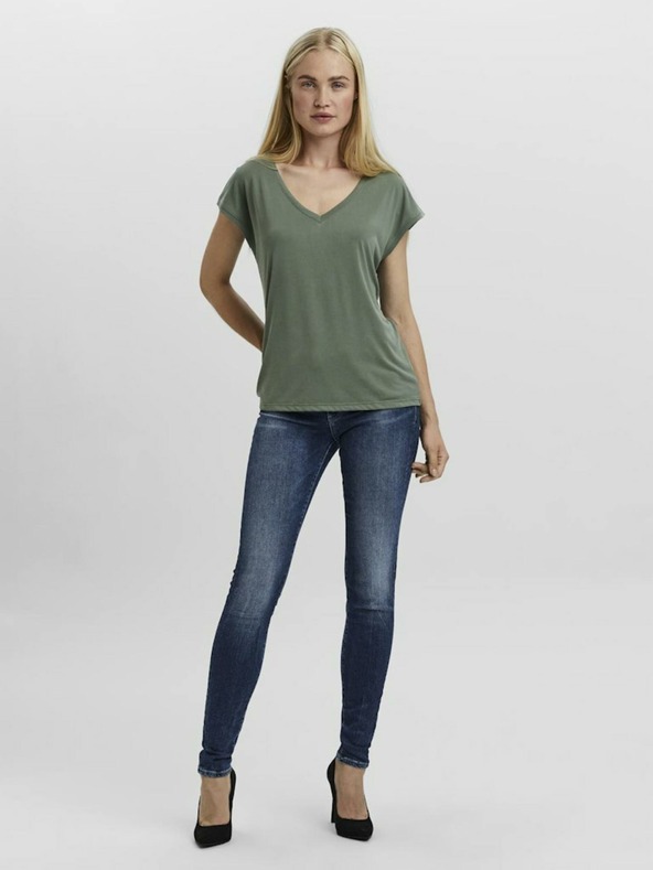 Vero Moda Zelené dámské tričko VERO MODA Filli