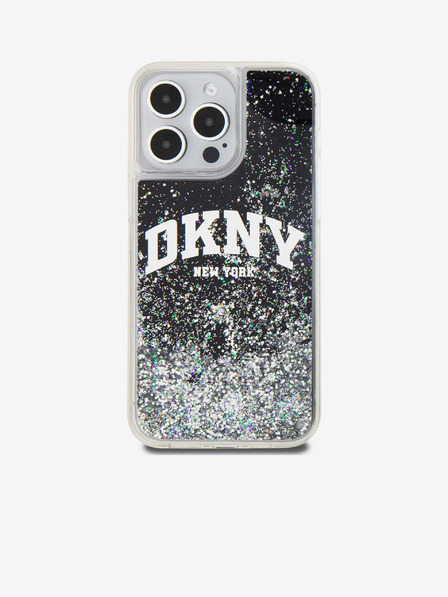 DKNY Liquid Glitter Arch Logo Zadní Kryt pro iPhone 13 Pro Max Black DKNY