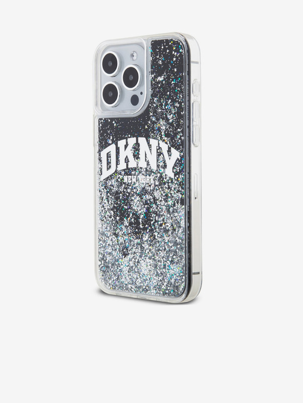 DKNY Liquid Glitter Arch Logo Zadní Kryt pro iPhone 13 Pro Max Black DKNY