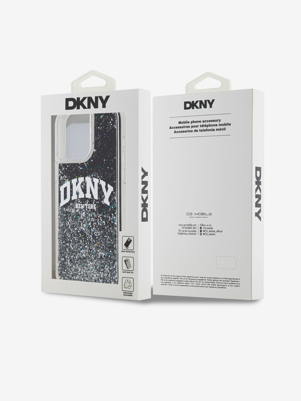 DKNY Liquid Glitter Arch Logo Zadní Kryt pro iPhone 13 Pro Max Black DKNY