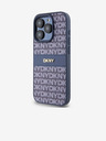 DKNY PU Leather Repeat Pattern Tonal Stripe Zadní Kryt pro iPhone 15 Pro Blue DKNY