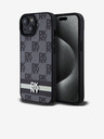 DKNY PU Leather Checkered Pattern and Stripe Zadní Kryt pro iPhone 15 Black DKNY