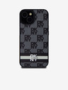 DKNY PU Leather Checkered Pattern and Stripe Zadní Kryt pro iPhone 15 Black DKNY