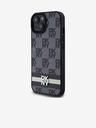 DKNY PU Leather Checkered Pattern and Stripe Zadní Kryt pro iPhone 15 Black DKNY