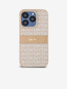 DKNY PU Leather Repeat Pattern Tonal Stripe Zadní Kryt pro iPhone 15 Pro Pink DKNY