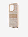 DKNY PU Leather Repeat Pattern Tonal Stripe Zadní Kryt pro iPhone 15 Pro Pink DKNY