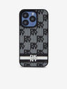 DKNY PU Leather Checkered Pattern and Stripe Zadní Kryt pro iPhone 15 Pro Black DKNY