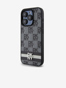 DKNY PU Leather Checkered Pattern and Stripe Zadní Kryt pro iPhone 15 Pro Black DKNY
