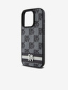 DKNY PU Leather Checkered Pattern and Stripe Zadní Kryt pro iPhone 15 Pro Black DKNY