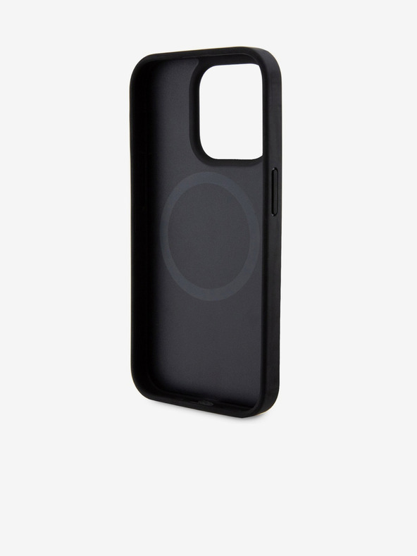 DKNY PU Leather Repeat Pattern Bottom Stripe MagSafe Zadní Kryt pro iPhone 14 Pro Max Black DKNY