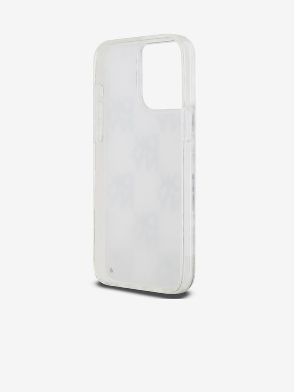 DKNY Liquid Glitter Checkered Pattern Zadní Kryt pro iPhone 15 Pro Max Transparent DKNY