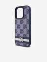 DKNY PU Leather Checkered Pattern and Stripe Zadní Kryt pro iPhone 15 Pro Max Blue DKNY