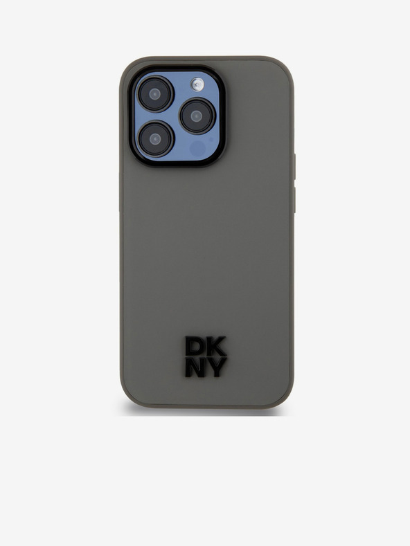 DKNY PU Leather Stack Logo Magsafe Zadní Kryt pro iPhone 15 Pro Grey DKNY