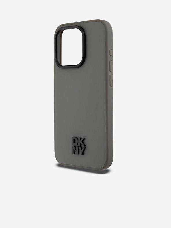 DKNY PU Leather Stack Logo Magsafe Zadní Kryt pro iPhone 15 Pro Grey DKNY