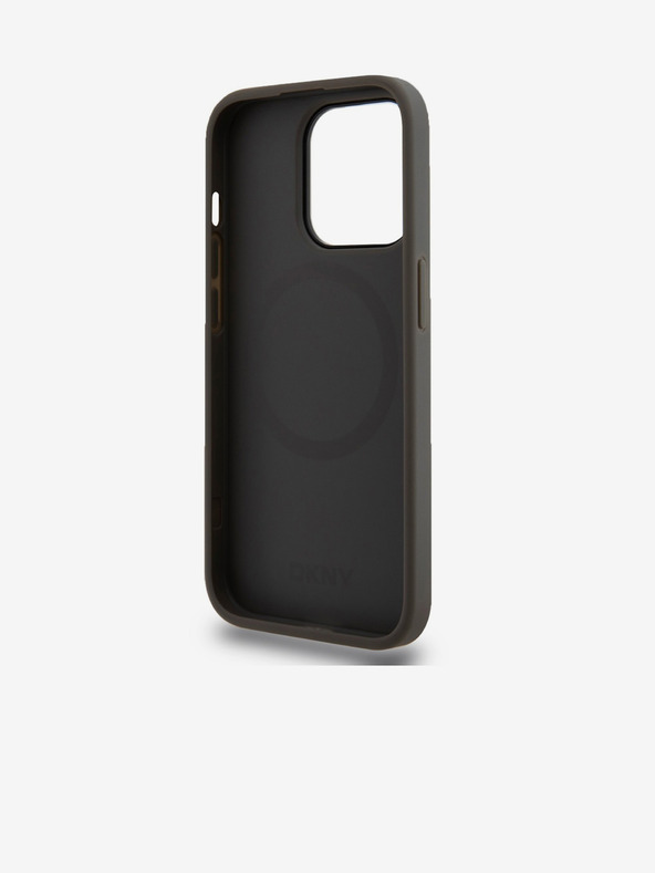 DKNY PU Leather Stack Logo Magsafe Zadní Kryt pro iPhone 15 Pro Grey DKNY