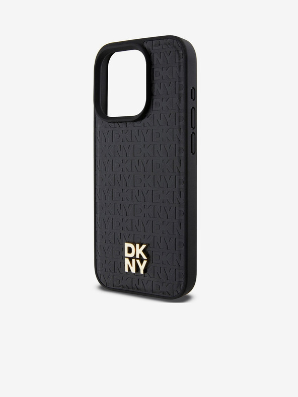 DKNY PU Leather Repeat Pattern Stack Logo Magsafe Zadní Kryt pro iPhone 14 Pro Max Black DKNY