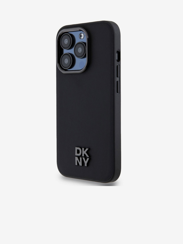 DKNY PU Leather Stack Logo Magsafe Zadní Kryt pro iPhone 15 Pro Black DKNY