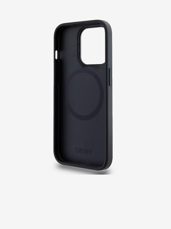 DKNY PU Leather Stack Logo Magsafe Zadní Kryt pro iPhone 15 Pro Black DKNY