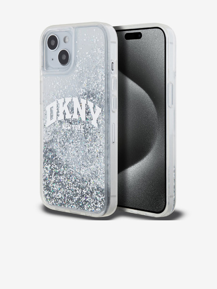 DKNY Liquid Glitter Arch Logo Zadní Kryt pro iPhone 15 Transparent DKNY