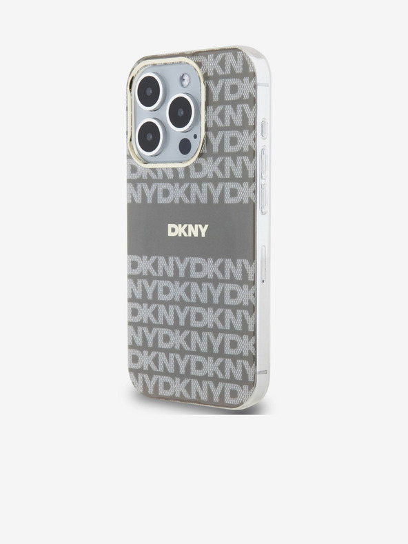 DKNY PC/TPU Repeat Pattern Tonal Stripe Magsafe Zadní Kryt pro iPhone 15 Pro Beige DKNY