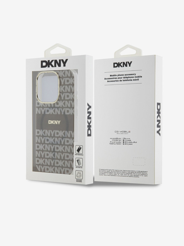 DKNY PC/TPU Repeat Pattern Tonal Stripe Magsafe Zadní Kryt pro iPhone 15 Pro Beige DKNY