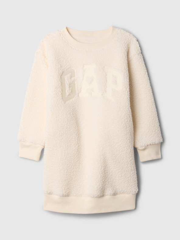 GAP Baby sherpa mikinové šaty s logem GAP