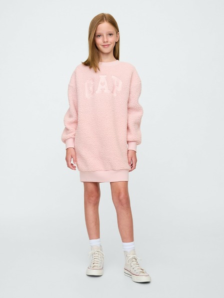 GAP Dětské mikinové oversize sherpa šaty s logem GAP