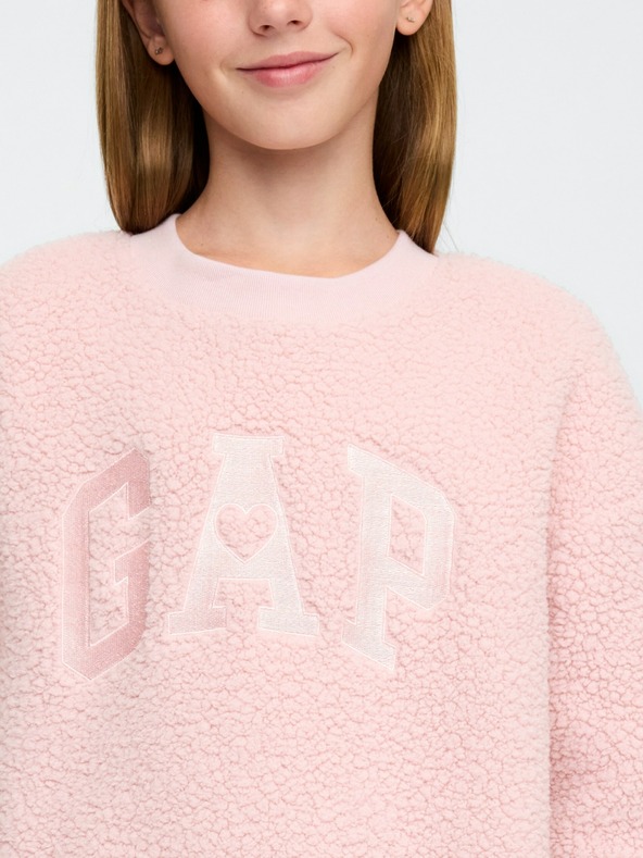 GAP Dětské mikinové oversize sherpa šaty s logem GAP